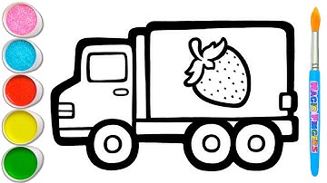 Drawing, Painting and Coloring Delivery Lorry for Kids, Toddlers | Let
