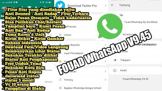 UPDATE !! Fouad WhatsApp V9.45 Terbaru Anti Kadaluarsa Suport Semua Hp