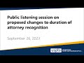 Trademark public listening session on potential changes to attorney recognition