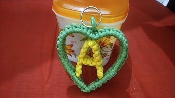 macrame Alfabet "A" heart Shep key chain ring