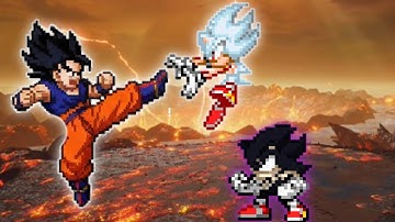 Manga Goku TUI OP VS Sonic TP V2 OP(All Form) & Multiverse Sonic OP(AF) in Jump Force Mugen