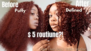 Updated $5 Curly Hair Routine | Reddish Brown Jerry Curly Glueless Wig Ft. Beauty Forever Hair