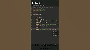 #2 c programming||Subtraction of two numbers in c programming language#coding#learncoding#codewithme