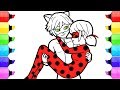 Miraculous Ladybug Coloring Pages | How to Draw and Color Ladybug Marinette and Cat Noir Adrien