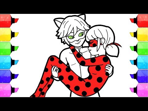 Miraculous Ladybug Coloring Pages | How To Draw And Color Ladybug Marinette And Cat Noir Adrien