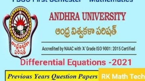 A.U previous paper -2021 ( D.E First Semester Maths)