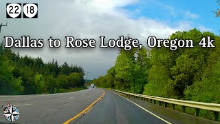4k Relaxing Rainy Forest Drive  Dallas to Rose Lodge, Oregon  Dash Cam