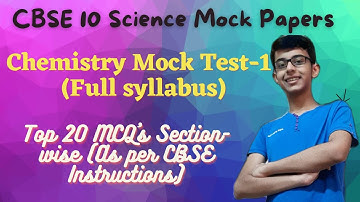 CBSE Class 10 Practice Paper for Term 1 Chemistry MCQs 2021 [Paper-1]🧐 Sample Paper with Answers
