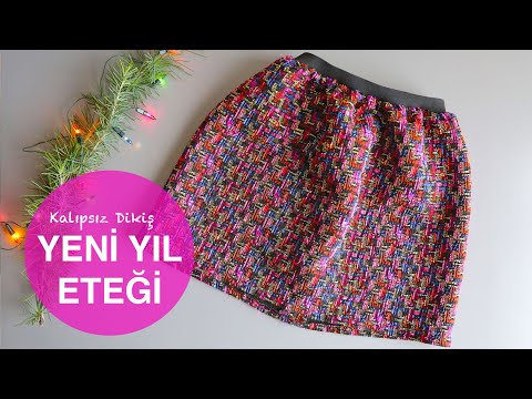 DIY KALIPSIZ DİKİŞ // BELİ LASTİKLİ MİNİ ETEK DİKİMİ