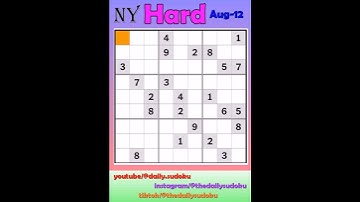 The New York Times Daily #Sudoku 2025-08-12 Hard #puzzle #games #education #braingames