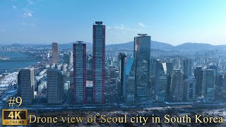 Drone view of Seoul city in South Korea(60fps) | Royalty Free Stock Footage Video clips 4K -