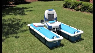 Homemade PVC fishing boat made with 15gallon barrels