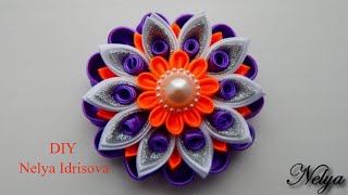 ЦВЕТОК С ЗАЖИМОМ ДЛЯ ВОЛОС, МК / DIY Kanzashi HairClip