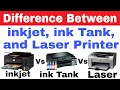 Difference Between inkjet vs inktank vs Laser Printers | Comparison Between Inktank vs Laser Printer