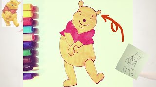 تعلم رسم ويني الدبدوب بطريقه سهله - رسومات سهله للمبتدئين - رسم شخصيات كروتينه - winnie the pooh