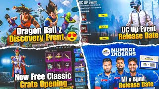 NEXT UC UP EVENT | NEW FREE CLASSIC CRATE OPENING | MUMBAI INDIANS X BGMI | DRAGONBALL Z EVENT BACK