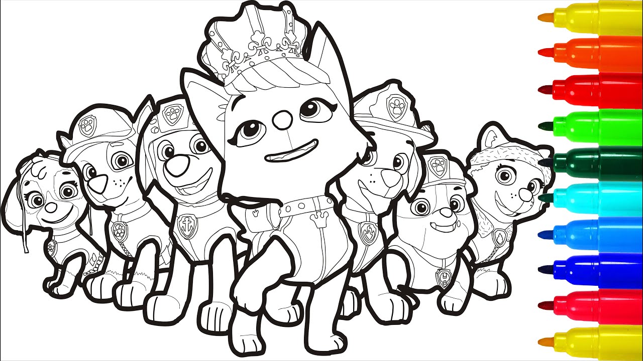 PAW PATROL Zuma Rubble Marshall Rocky Skye Everest Coloring Pages With PAW PATROL Zuma Rubble Marshall Rocky Skye Everest Coloring Pages With