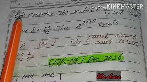 Orthogonal matrix solve question || Linear algebra question ||CSIR net dec 2016 solve question hindi