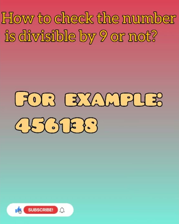 how-to-check-the-number-is-divisible-by-9-or-not-youtube