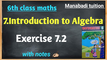 A P 6th class |chapter 7| Introduction to algebra| Exercise 7.2|with notes|