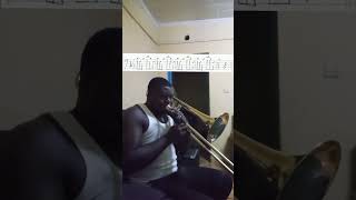The hand writing trombone music