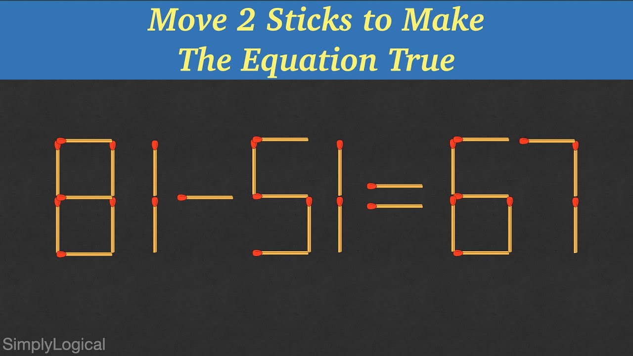 Brain Teaser: 1-3=4 Move 2 Matchsticks To Make This Equation Right