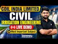 Coal India Civil Engineering 2026 | Irrigation Engineering Live Demo