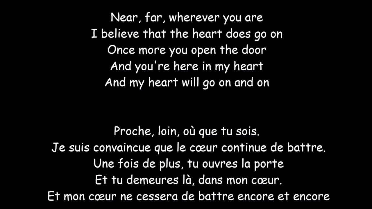 lyrics parole titanic film musique, traduction française.