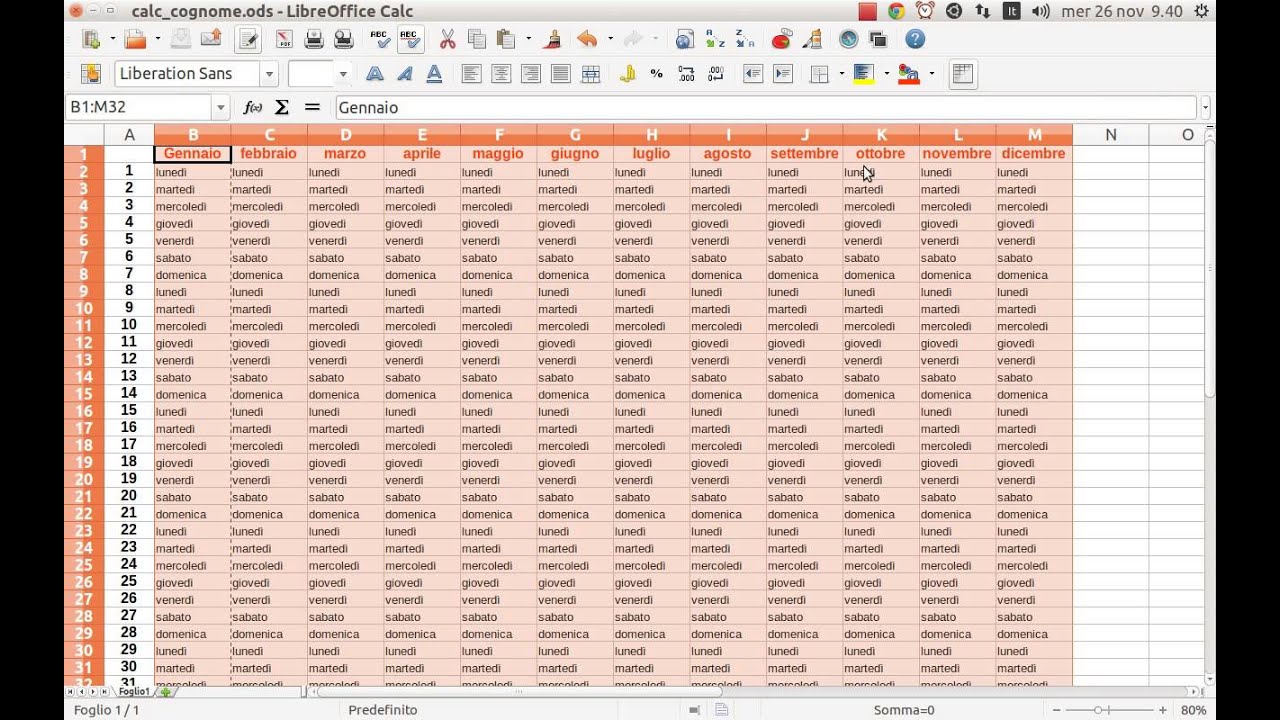 Calc Introduzione Calendario Youtube calendario calc