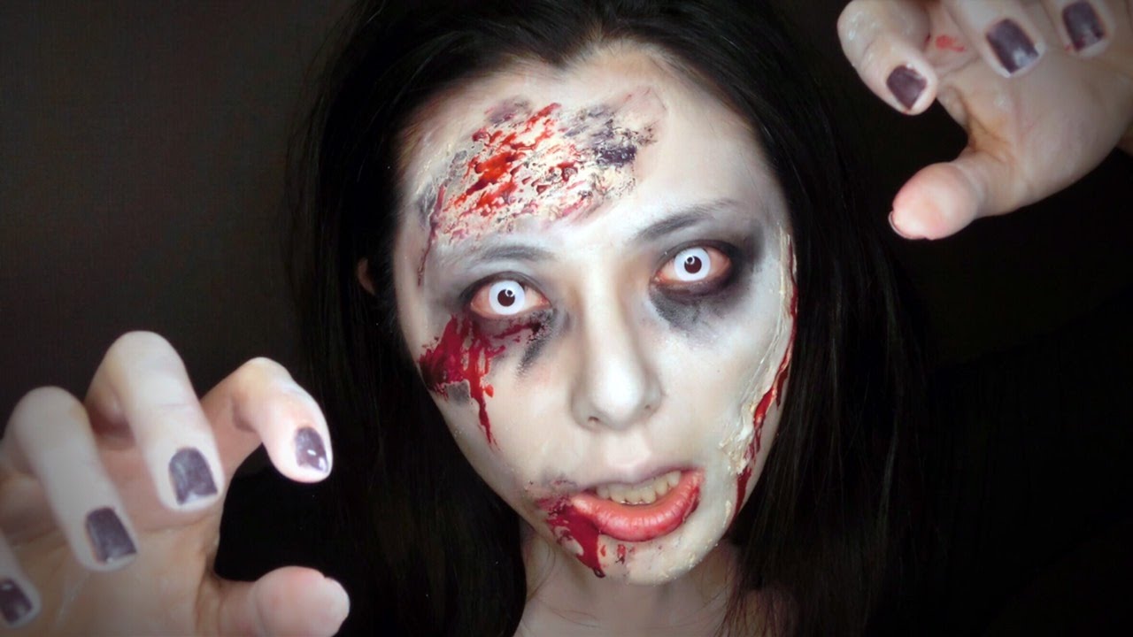 100均で売ってるアレを使った簡単な本格的ハロウィンゾンビメイク Zombie Make Up Tutorial Easy Halloween Youtube
