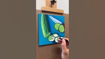 💚Cucumbers Oil Painting🥒💚 #colorfulpainting #oilpainting #shortsart #stilllife #veggieart