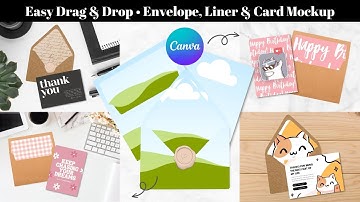 Drag and Drop Card Mockup, Envelope Liner Mockup Demo / Tutorial • Editable Canva Template