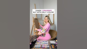 I MADE 7 DRAWINGS WITH ONLY ONE COLOR😍 WHICH ONE IS YOUR FAVOURITE? #art #short #shorts #drawing