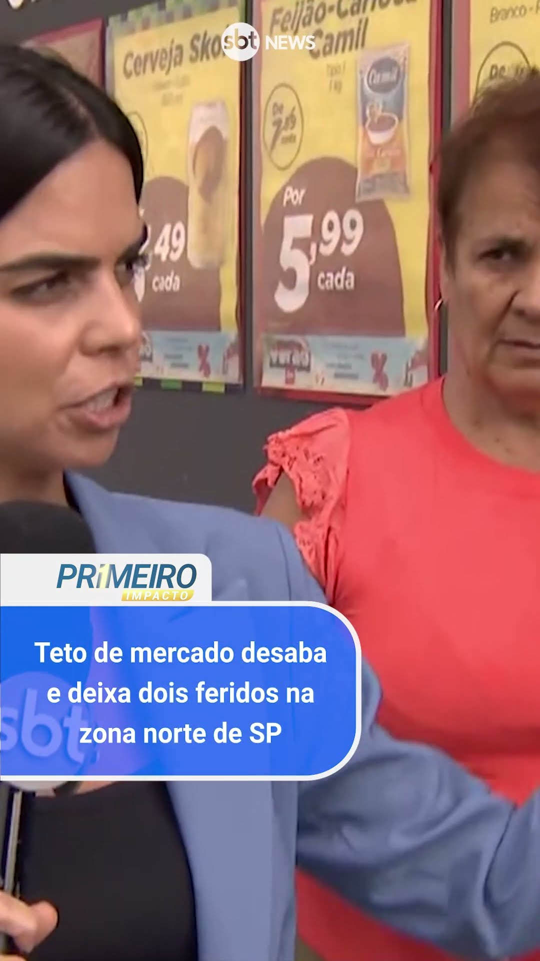 Teto de supermercado desaba e deixa dois feridos na zona norte de SP