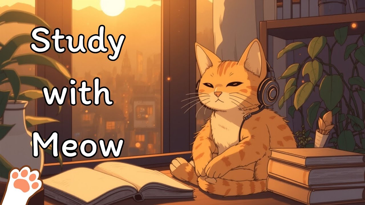 Cozy Lo-fi Beats with Sunset City View🎵😸 | Relaxing Cat Vibes