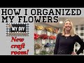 How I organized my silk flowers | Storage hack for faux flowers | NEW CRAFT ROOM | ON THE BUDGET!