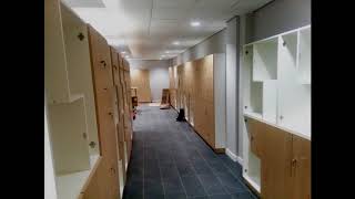 Changing room storage lockers innovative Z shape, designed and produced by OK Joinery ltd.