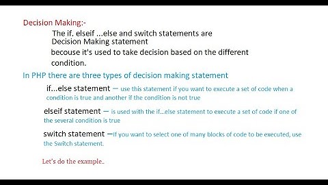 Decision Making Statement in PHP With Example