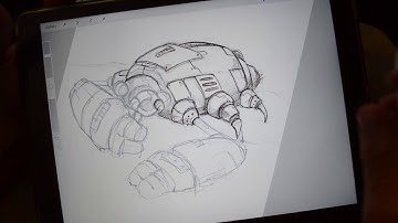 Robot creature sketch using Procreate + iPad Pro + Apple Pencil - My process