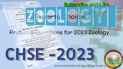 Zoology Selection Questions for CHSE Odisha 2023 | AHSE-2023