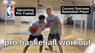 pro basketball training with future NBA trainer // basketball move breakdowns + college vs. pro 1v1!