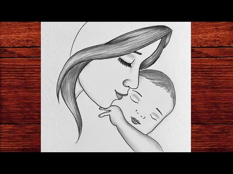 Anneler Günü Çizimi - Bebek ve Anne Çizimi - Duygusal Karakalem Çizim Adım Adım - Çizim Mektebi