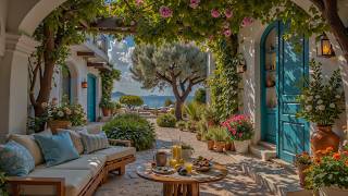 Tranquil Flower Garden Jazz ☕ Soft Jazz Piano with Stunning Coastal View forRelax, Work and Focus