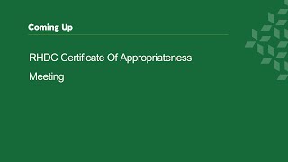 RHDC Certificate of Appropriateness Committee - March 28, 2024