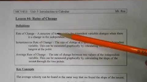 Grade 12 Calculus - Rates of Change