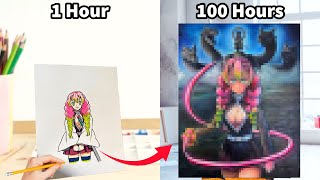 I painted Every Hashira from Demon Slayer in 1 hour vs 10 hours vs 100 hours…