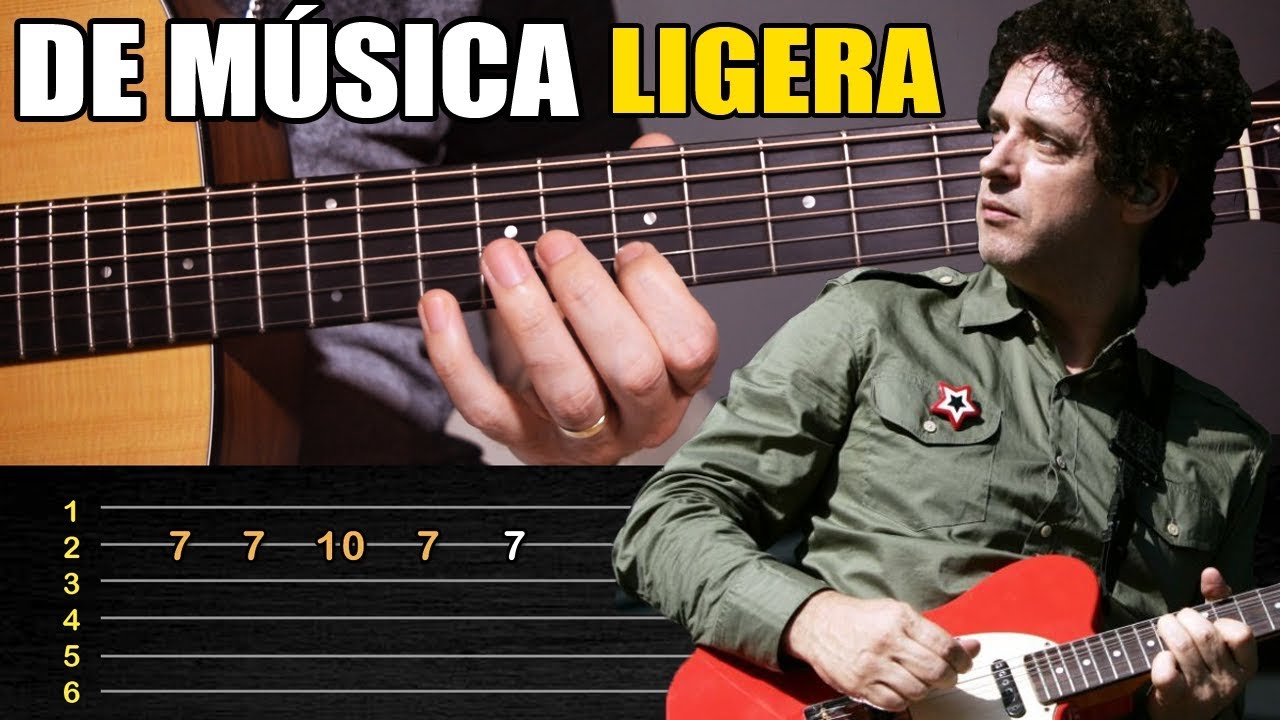 De Música Ligera (Soda Stereo) Tab fácil en guitarra acústica: Melodía y  acordes completos TCDG - YouTube