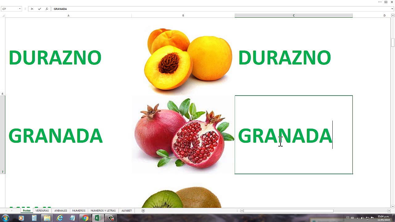 Escribe el nombre de las frutas - YouTube