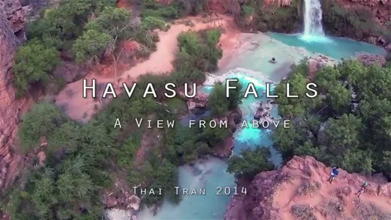 Havasu Falls aerial view above Havasupai fpv YouTube