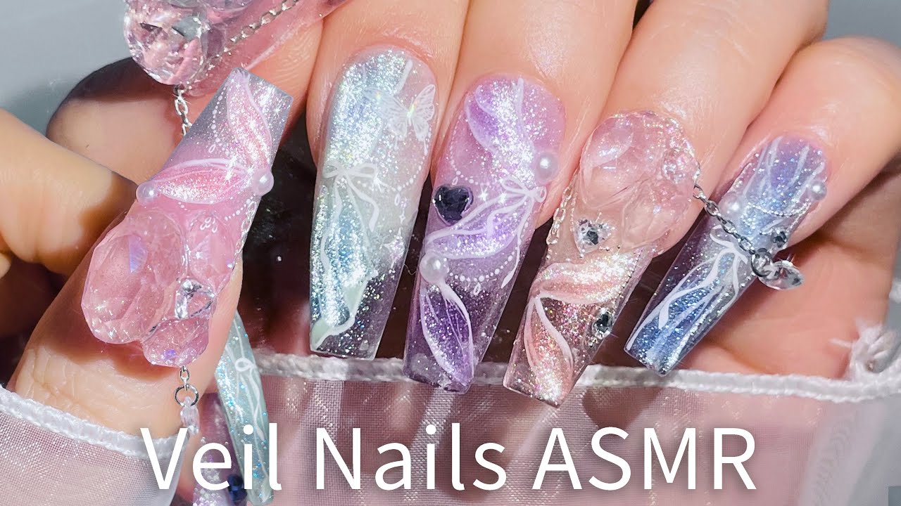 Нежный весенний дизайн ногтей‧₊˚💗 ASMR / Новая лампа и цвета📦 / Наращивание ногтей